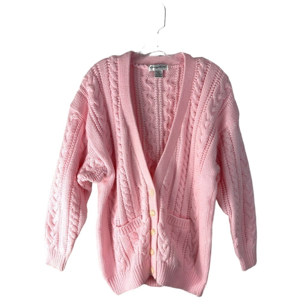 Carriage Court Chunky Barbie Pink Button Oversized Cardigan Sweater SZ M
